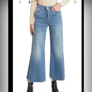 FRAME Le Palazzo Crop Jeans Wavey Modern Chew Raw Hem Wide Leg Size 23